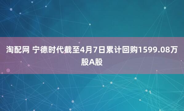 淘配网 宁德时代截至4月7日累计回购1599.08万股A股